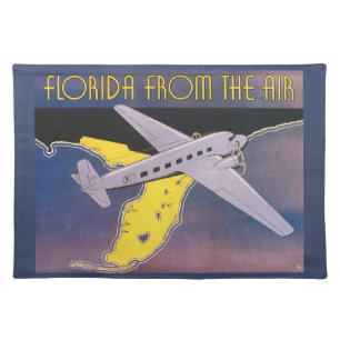 Vintage Travel Poster, Florida from Air Airplane Cloth Placemat