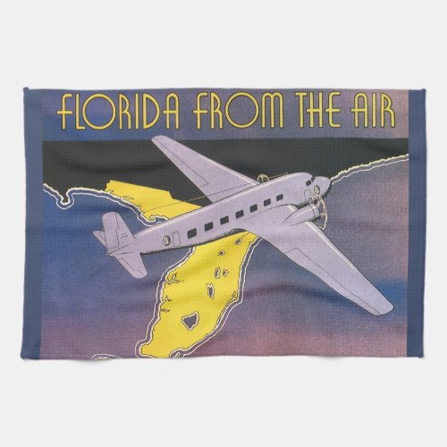 Vintage Travel Poster Florida from Air Airplane Kitchen Towel