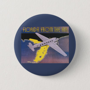 Vintage Travel Poster, Florida from Air Airplane Pinback Button