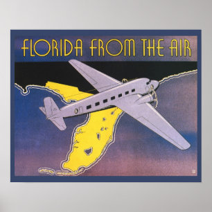 Vintage Travel Poster, Florida from Air Airplane Poster