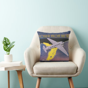 Vintage Travel Poster, Florida from Air Airplane Throw Pillow