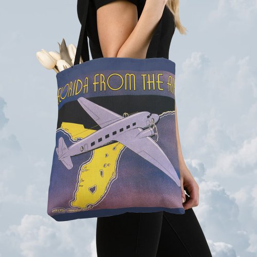 Vintage Travel Poster Florida from Air Airplane Tote Bag