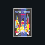 Vintage Travel Poster, Fly Twa, New York Canvas Print<br><div class="desc">Vintage travel poster,  Fly TWA,  New York,  shows an abstract interpretation of Times Square in New York with a TWA jet and jetstream at the top of the image,  circa 1956.</div>