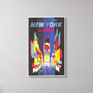 Vintage Travel Poster, Fly Twa, New York Canvas Print