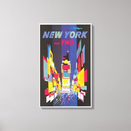 Vintage Travel Poster Fly Twa New York Canvas Print