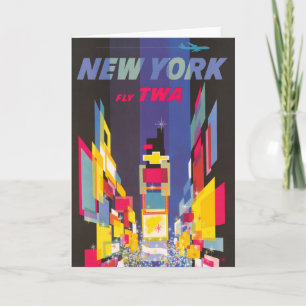 Vintage Travel Poster, Fly Twa, New York Card