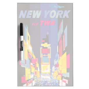 Vintage Travel Poster, Fly Twa, New York Dry Erase Board