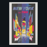 Vintage Travel Poster, Fly Twa, New York Faux Canvas Print<br><div class="desc">Vintage travel poster,  Fly TWA,  New York,  shows an abstract interpretation of Times Square in New York with a TWA jet and jetstream at the top of the image,  circa 1956.</div>
