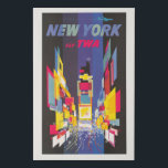 Vintage Travel Poster, Fly Twa, New York Faux Canvas Print<br><div class="desc">Vintage travel poster,  Fly TWA,  New York,  shows an abstract interpretation of Times Square in New York with a TWA jet and jetstream at the top of the image,  circa 1956.</div>