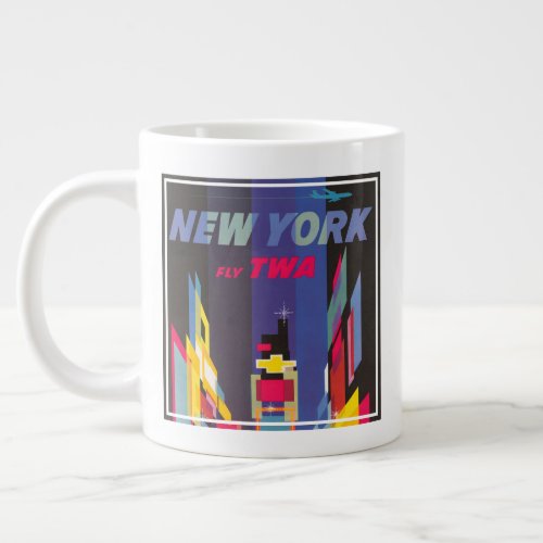 Vintage Travel Poster Fly Twa New York Giant Coffee Mug