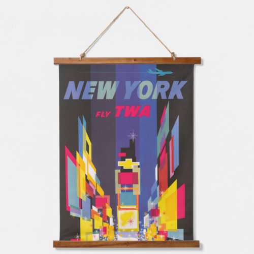Vintage Travel Poster Fly Twa New York Hanging Tapestry