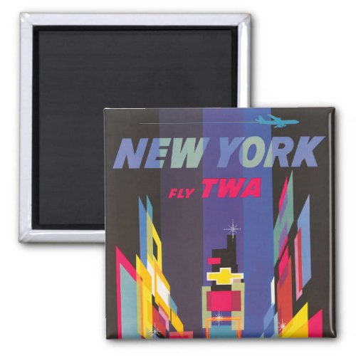 Vintage Travel Poster Fly Twa New York Magnet
