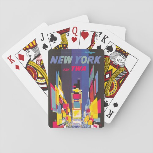 Vintage Travel Poster Fly Twa New York Playing Cards
