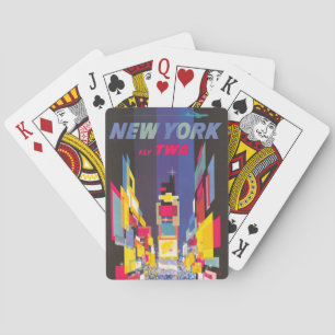 Vintage Travel Poster, Fly Twa, New York Poker Cards