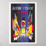 Vintage Travel Poster, Fly Twa, New York Poster<br><div class="desc">Vintage travel poster,  Fly TWA,  New York,  shows an abstract interpretation of Times Square in New York with a TWA jet and jetstream at the top of the image,  circa 1956.</div>