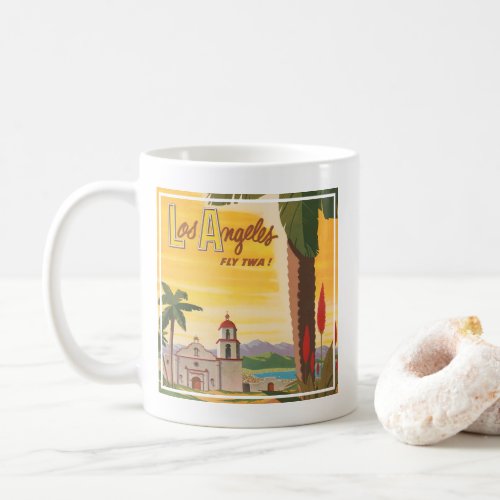 Vintage Travel Poster Fly Twa To Los Angeles Coffee Mug