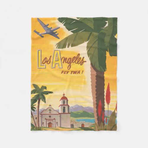 Vintage Travel Poster Fly Twa To Los Angeles Fleece Blanket