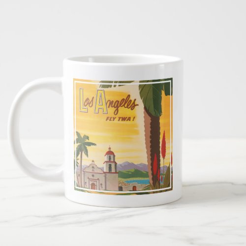 Vintage Travel Poster Fly Twa To Los Angeles Giant Coffee Mug