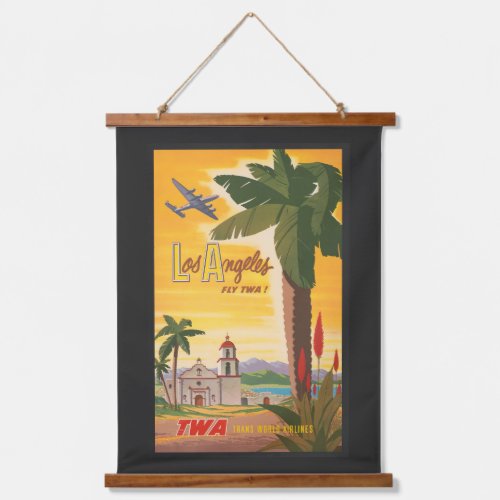 Vintage Travel Poster Fly Twa To Los Angeles Hanging Tapestry