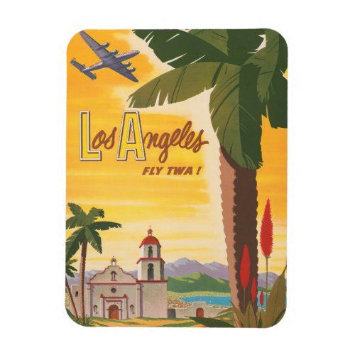 Vintage Travel Poster Fly Twa To Los Angeles Magnet