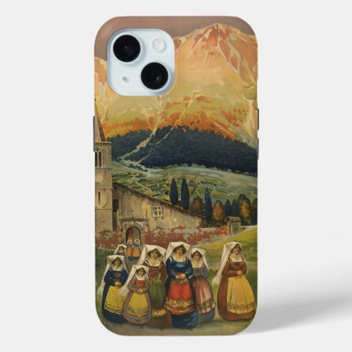 Vintage Travel Poster For Abruzzo Italy iPhone 15 Case