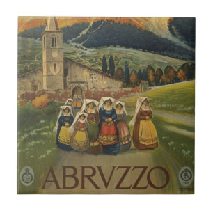 Vintage Travel Poster For Abruzzo, Italy. Ceramic Tile