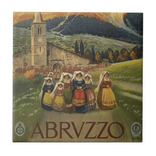 Vintage Travel Poster For Abruzzo Italy Ceramic Tile