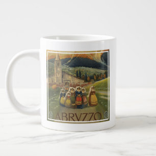 Vintage Travel Poster For Abruzzo, Italy. Giant Coffee Mug