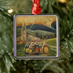 Vintage Travel Poster For Abruzzo, Italy. Metal Ornament