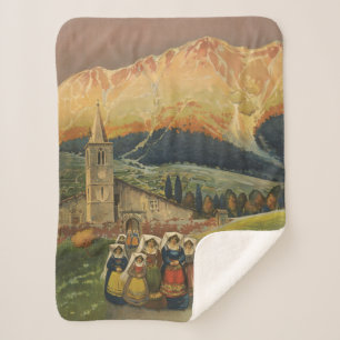 Vintage Travel Poster For Abruzzo, Italy. Sherpa Blanket