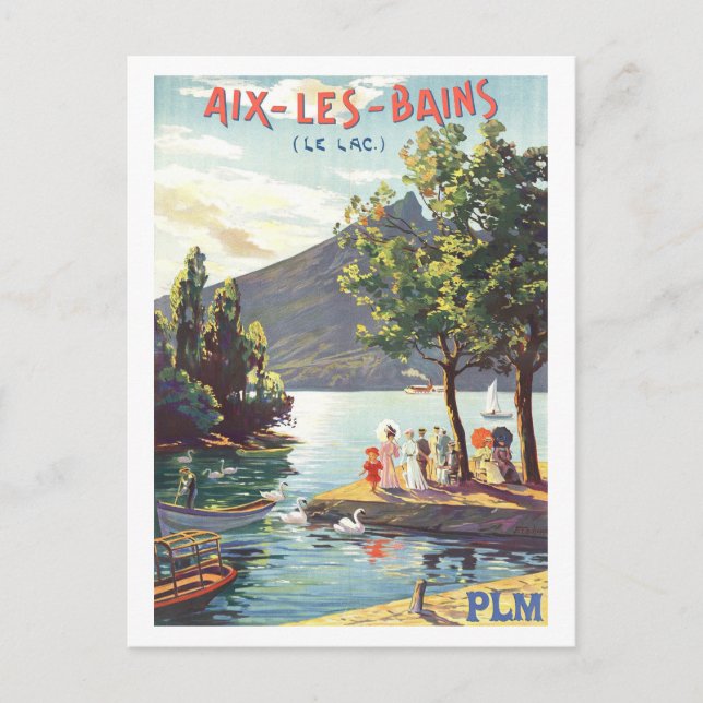 Vintage Travel Poster for Aix-les-Bains, France, Postcard (Front)