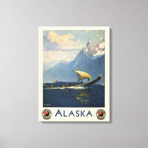 Vintage Travel Poster For Alaska Northern Pacific Canvas Print