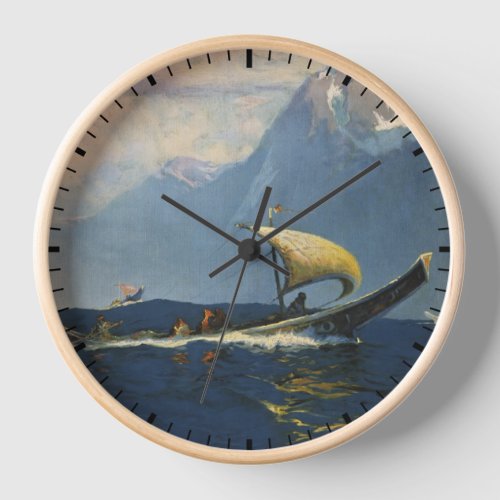 Vintage Travel Poster For Alaska Northern Pacific Clock