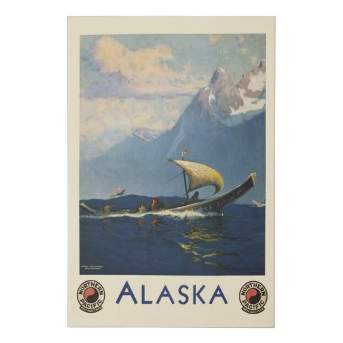 Vintage Travel Poster For Alaska Northern Pacific Faux Canvas Print