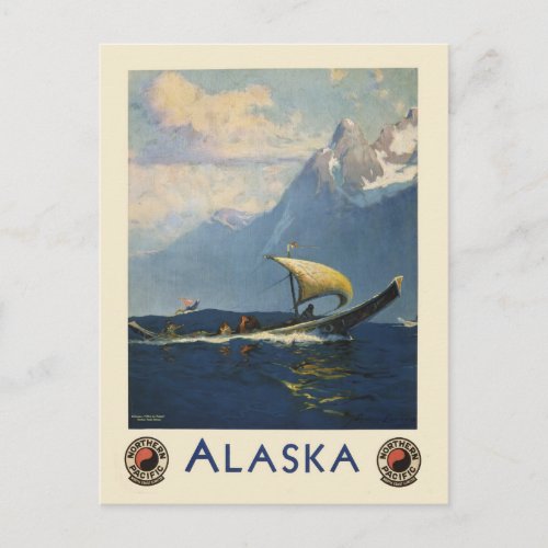 Vintage Travel Poster For Alaska Northern Pacific Postcard