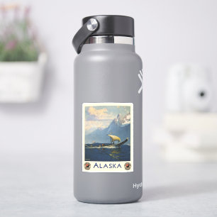 Vintage Travel Poster For Alaska Northern Pacific Sticker
