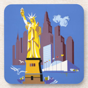 Vintage Travel Poster For Allegheny Airlines Beverage Coaster