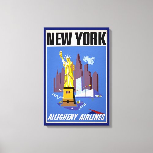 Vintage Travel Poster For Allegheny Airlines Canvas Print