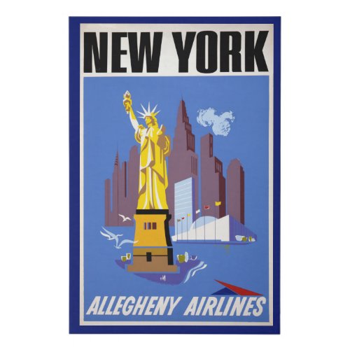 Vintage Travel Poster For Allegheny Airlines Faux Canvas Print