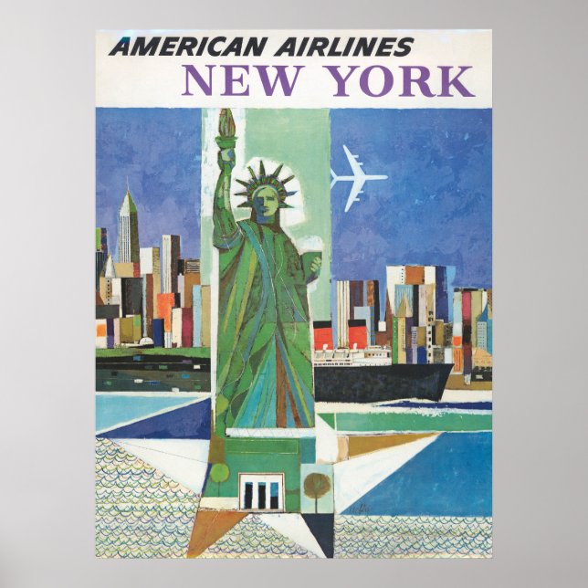 Vintage Travel Poster For American Airlines (Front)