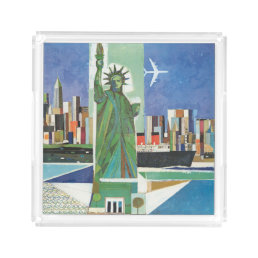 Vintage Travel Poster For American Airlines Acrylic Tray