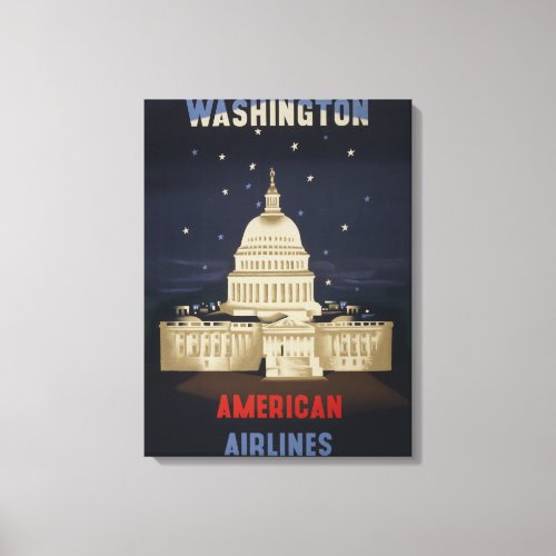 Vintage Travel Poster For American Airlines Canvas Print