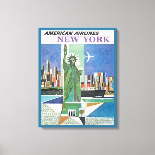 Vintage Travel Poster For American Airlines Canvas Print