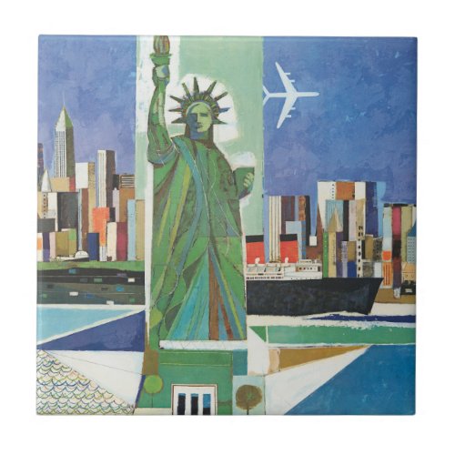 Vintage Travel Poster For American Airlines Ceramic Tile