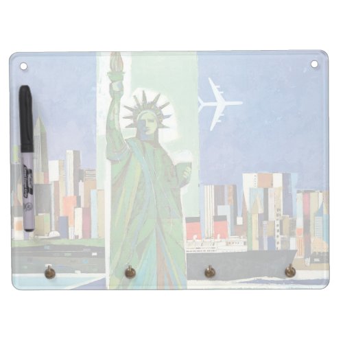 Vintage Travel Poster For American Airlines Dry Erase Board With Keychain Holder