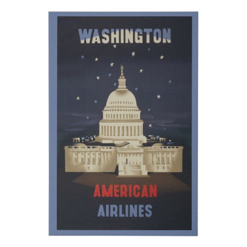 Vintage Travel Poster For American Airlines Faux Canvas Print