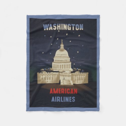 Vintage Travel Poster For American Airlines Fleece Blanket