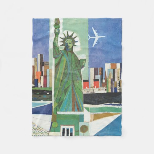 Vintage Travel Poster For American Airlines Fleece Blanket