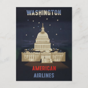 Vintage Travel Poster For American Airlines Postcard