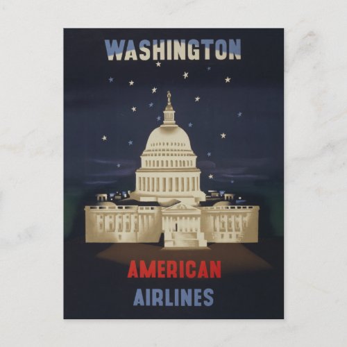 Vintage Travel Poster For American Airlines Postcard